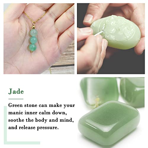 Collar de jade para mujer, collar de cristal curativo, collar de cuentas de jade, collar de cristal verde como regalo curativo, collar con colgante de cristal, joyería espiritual para niñas