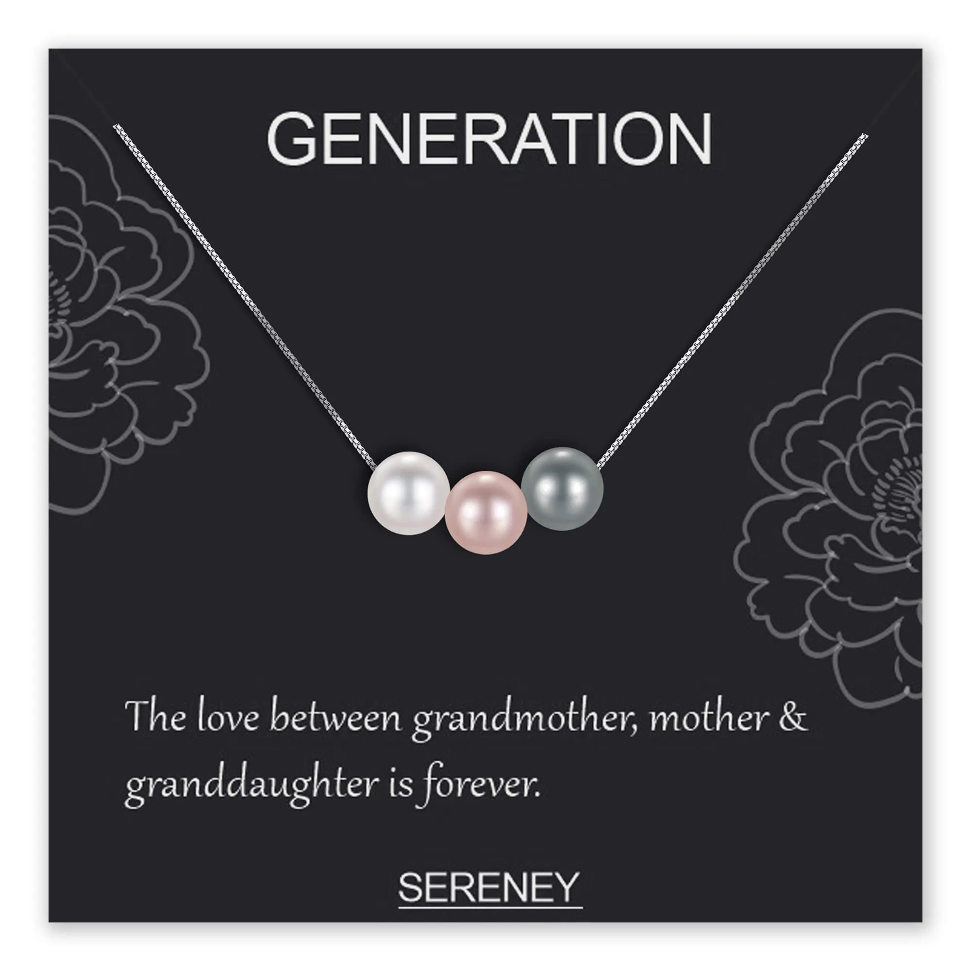 Collar de abuela de plata de ley 925 para mujer, collar de 3 generaciones para regalos de abuela, gargantilla de perlas pequeñas para regalos de mamá, regalos de cumpleaños de Nana de nieta de Sereney