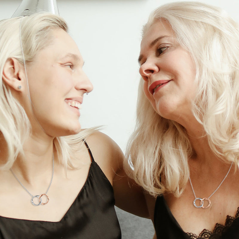 Sterling Silver Mother Daughter Necklace