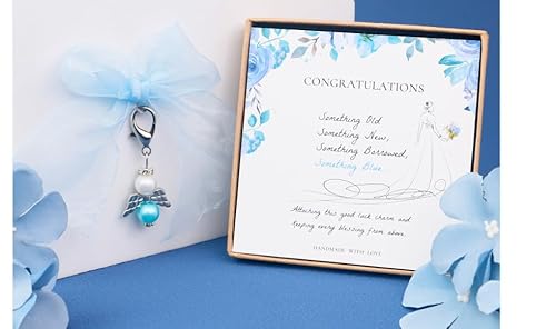 Gift box with angel charm and bridal shower card