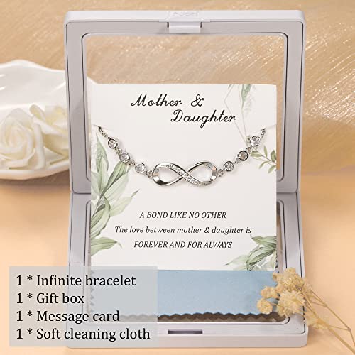 Pulseras Sereney para madre e hija, pulseras a juego para madre e hija, pulseras infinitas de plata para madre e hija, regalo de cumpleaños para niñas de regreso a la escuela de mamá/abuela de