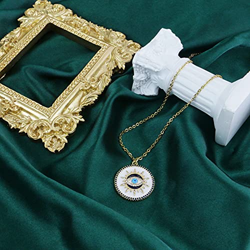 Collar de mal de ojo, collar de protección de oro de 14 quilates, joyería de mal de ojo hecha a mano para mujeres, collar de ojo turco, colgante de amuleto de la suerte, collar de tercer ojo, regalo de cumpleaños para ella, collar Nazar de SmileBelle