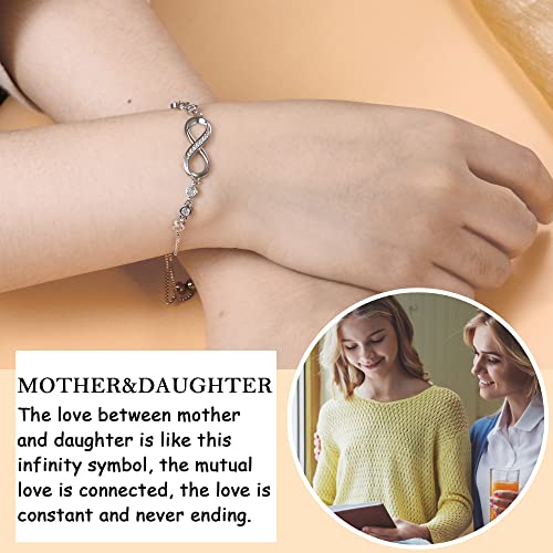 Pulseras Sereney para madre e hija, pulseras a juego para madre e hija, pulseras infinitas de plata para madre e hija, regalo de cumpleaños para niñas de regreso a la escuela de mamá/abuela de