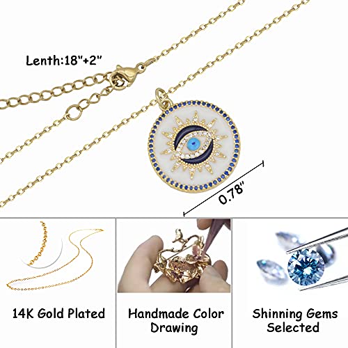Collar de mal de ojo, collar de protección de oro de 14 quilates, joyería de mal de ojo hecha a mano para mujeres, collar de ojo turco, colgante de amuleto de la suerte, collar de tercer ojo, regalo de cumpleaños para ella, collar Nazar de SmileBelle