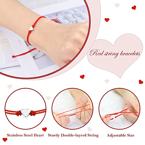 Red string bracelet red bracelet for protection matching heart bracelets friendship bracelets for teen girls as mother daughter bracelets, couples, sisters and friends
