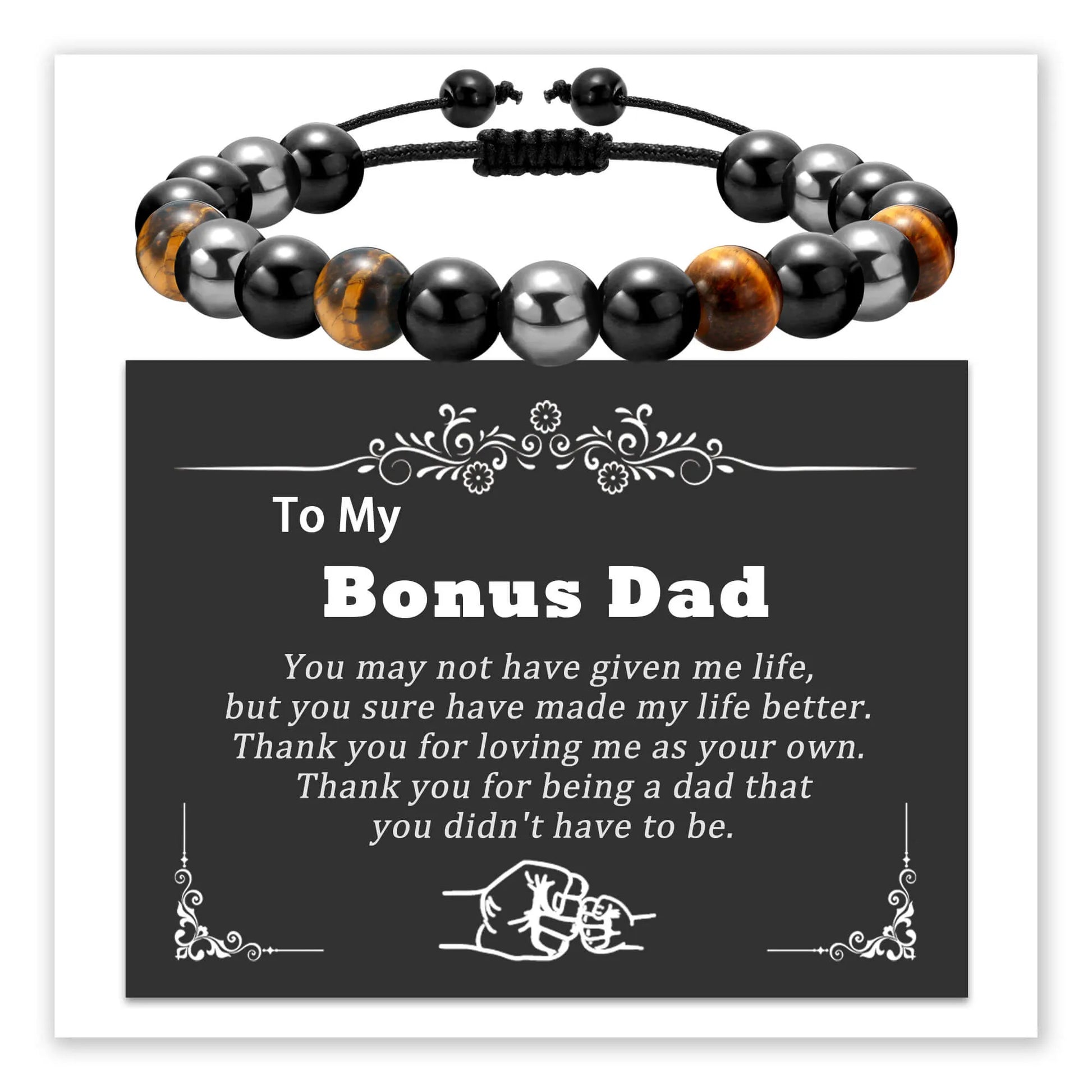 Strength & Love Stone Bracelet with message card for Bonus Dad