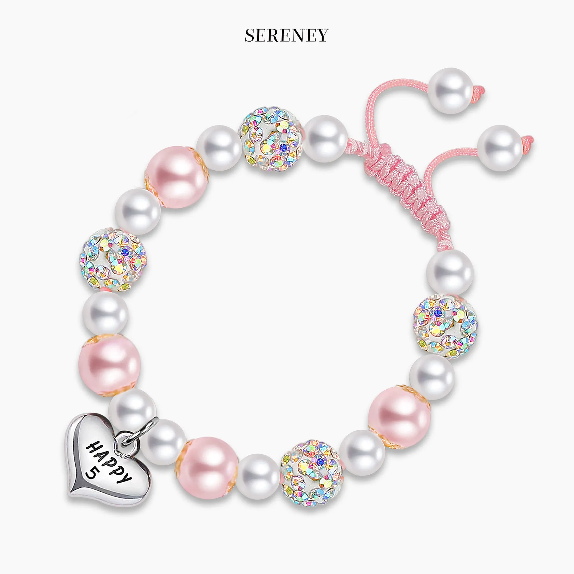 Magical Zebra Jasper Birthday Bracelet with heart pendant for 5th birthday on display