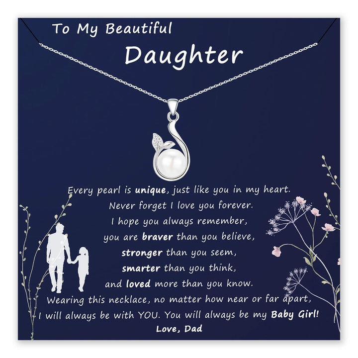 Card with heartfelt message for daughter and necklace display