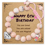 Magical Zebra Jasper Birthday Bracelet with heart pendant for 6th birthday