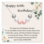 Birthday card featuring six pearls and floral design