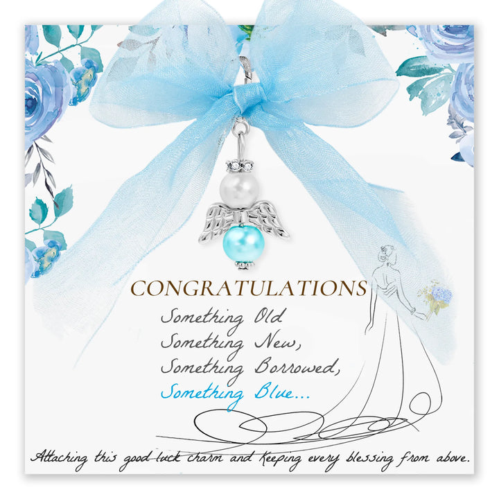 Something Blue Angel Charm with blue and pearl-inspired beads and silver-tone wings