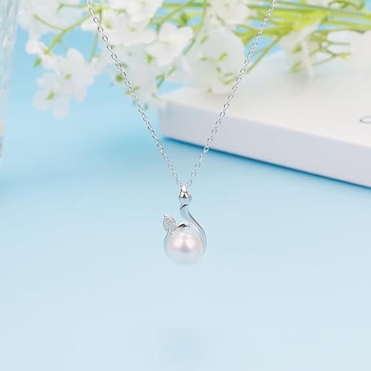 Sereney Sterling Silver Freshwater Pearl Necklace for Granddaughter, Christmas Gifts for Teen Girls ,Daughter Necklace from Dad as Daughter Baptism Gifts, Young Adult Jewelry for Girls Granddaughter Gifts from Grandma