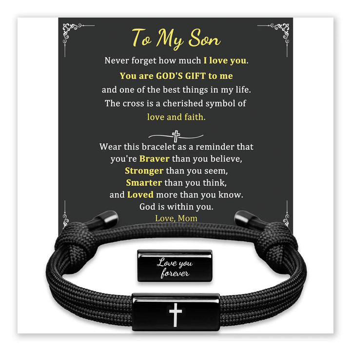 Faith Cross Bracelet with To My Son message card