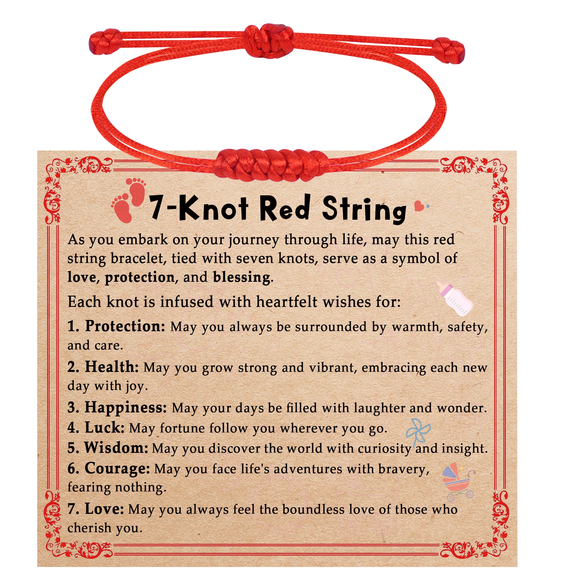 7 Knot Red String Bracelet