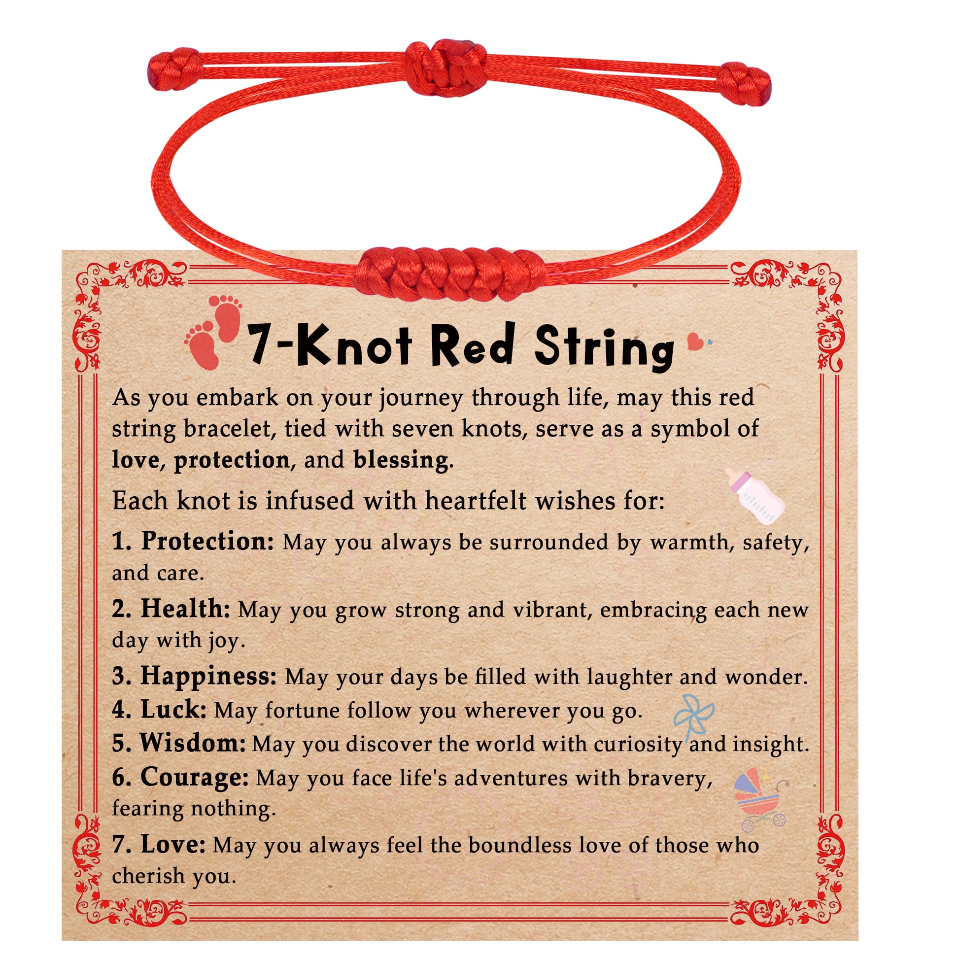 7 Knot Red String Bracelet