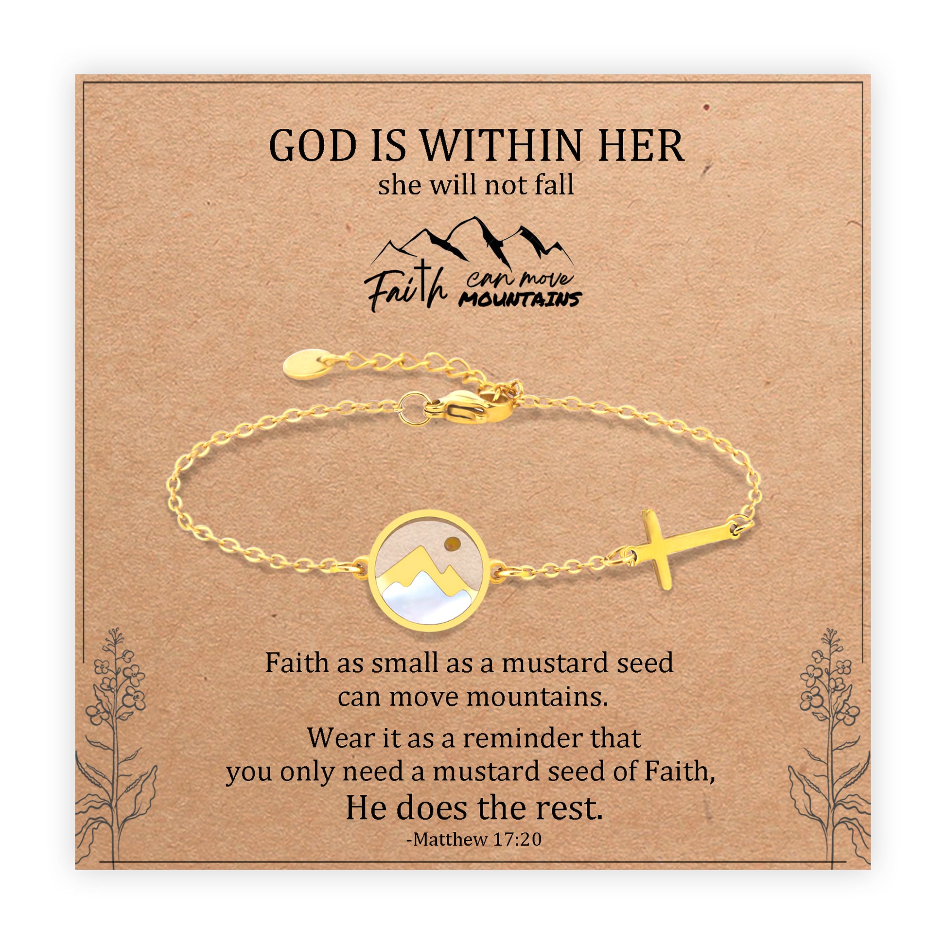 Mustard Seed Cross Bracelet