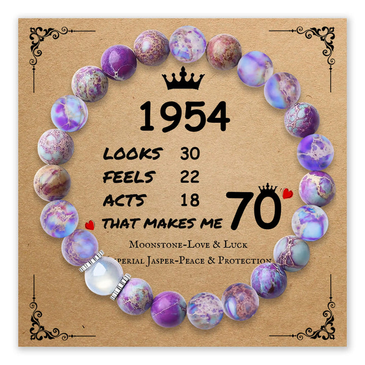 Bracelet with purple and pink beads on a decorative background