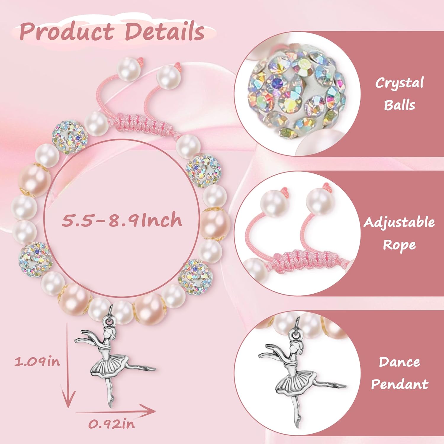 Dance Bracelets as Dancer Gifts for Girls, Adorable Birthday Gifts for Dancers as Girls Dance Stuff, Sparkly Dance Accessories as First Dance Recital Gifts for Girls Daughter Nephews from Sereney