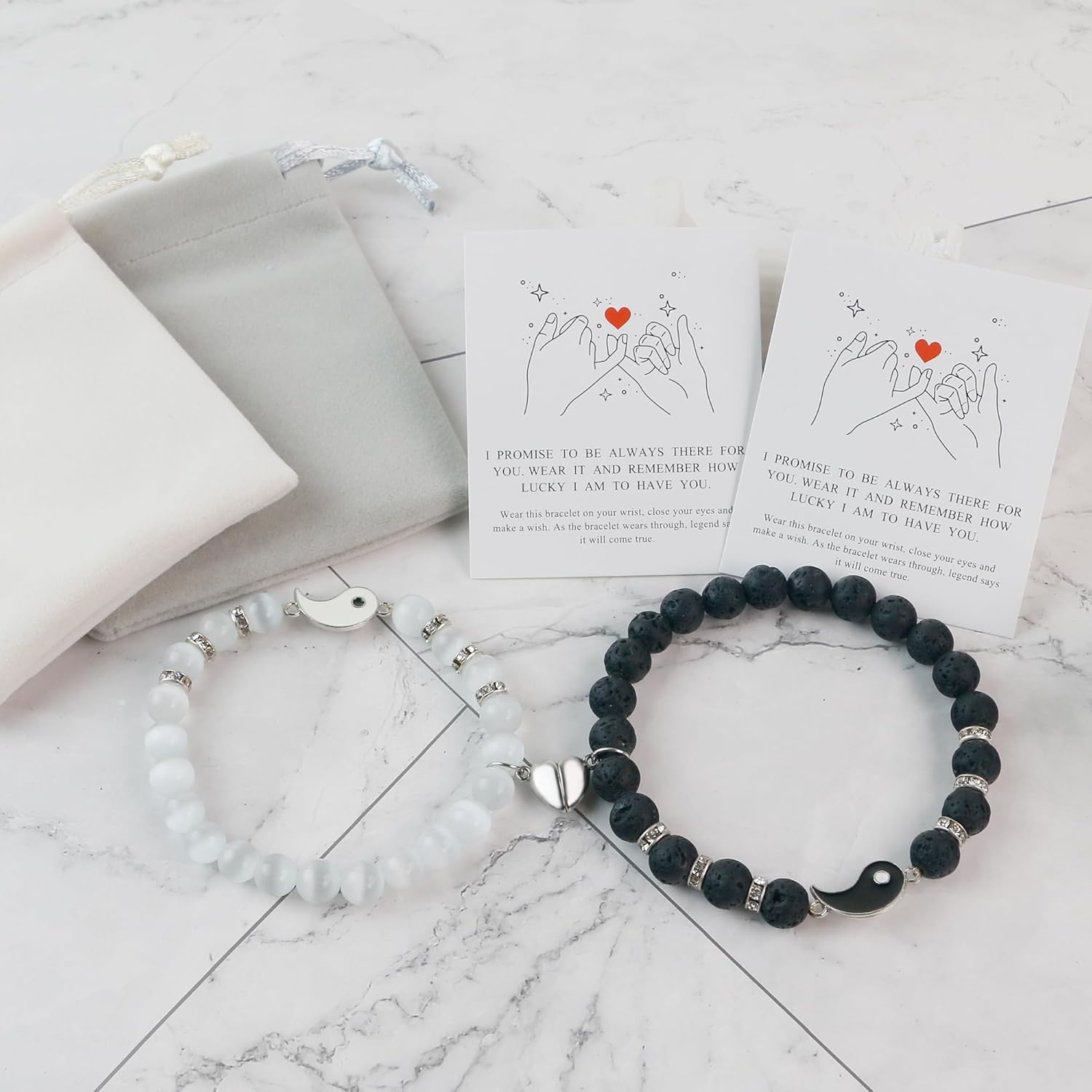 Magnetic Bracelets for Couples Gift Matching Couple Bracelets for Boyfriend Girlfriend Jewelry as Anniversary Birth Gifts for her, His and Hers Yin Yang Long Distance Relationship Bracelet