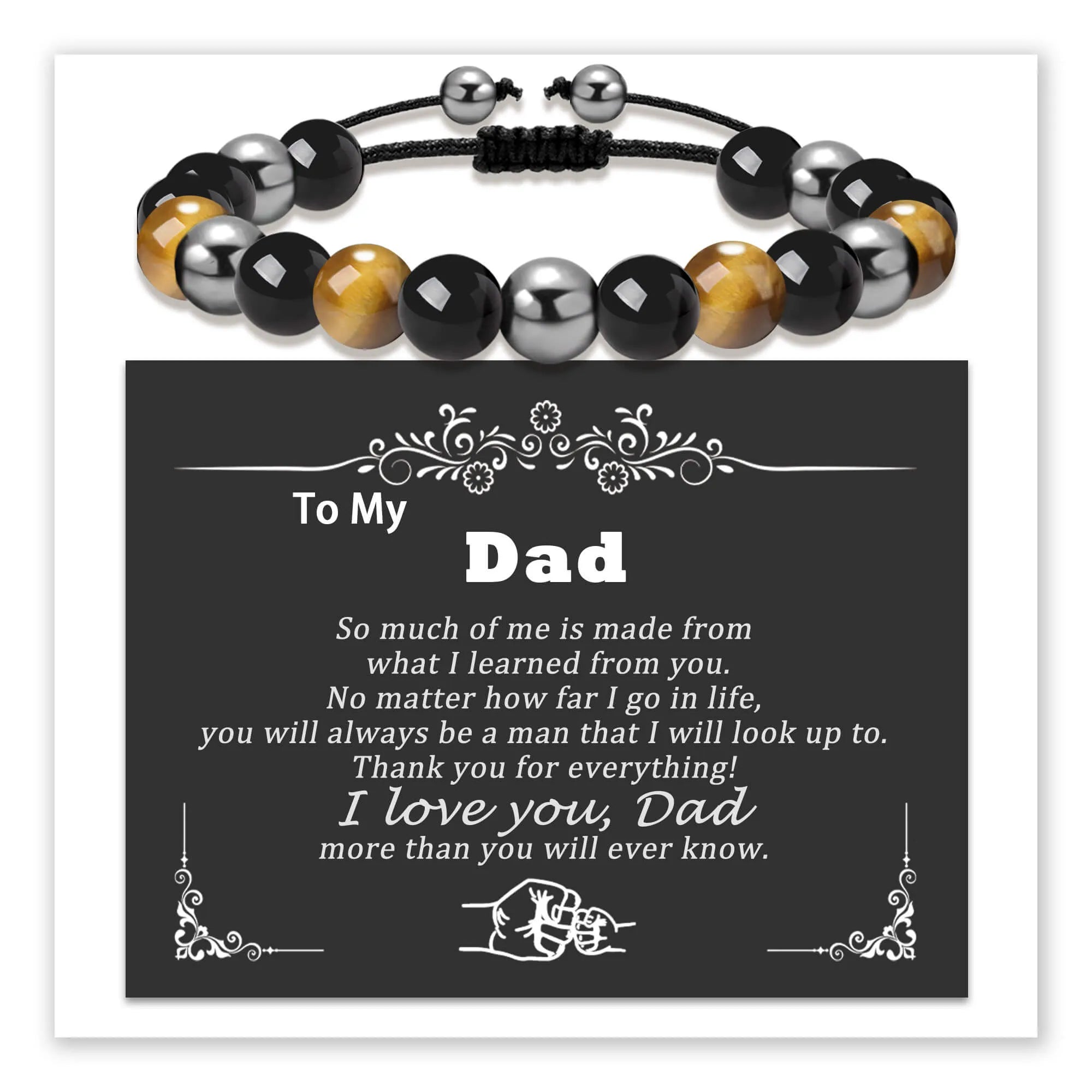 Strength & Love Stone Bracelet with message card for Dad