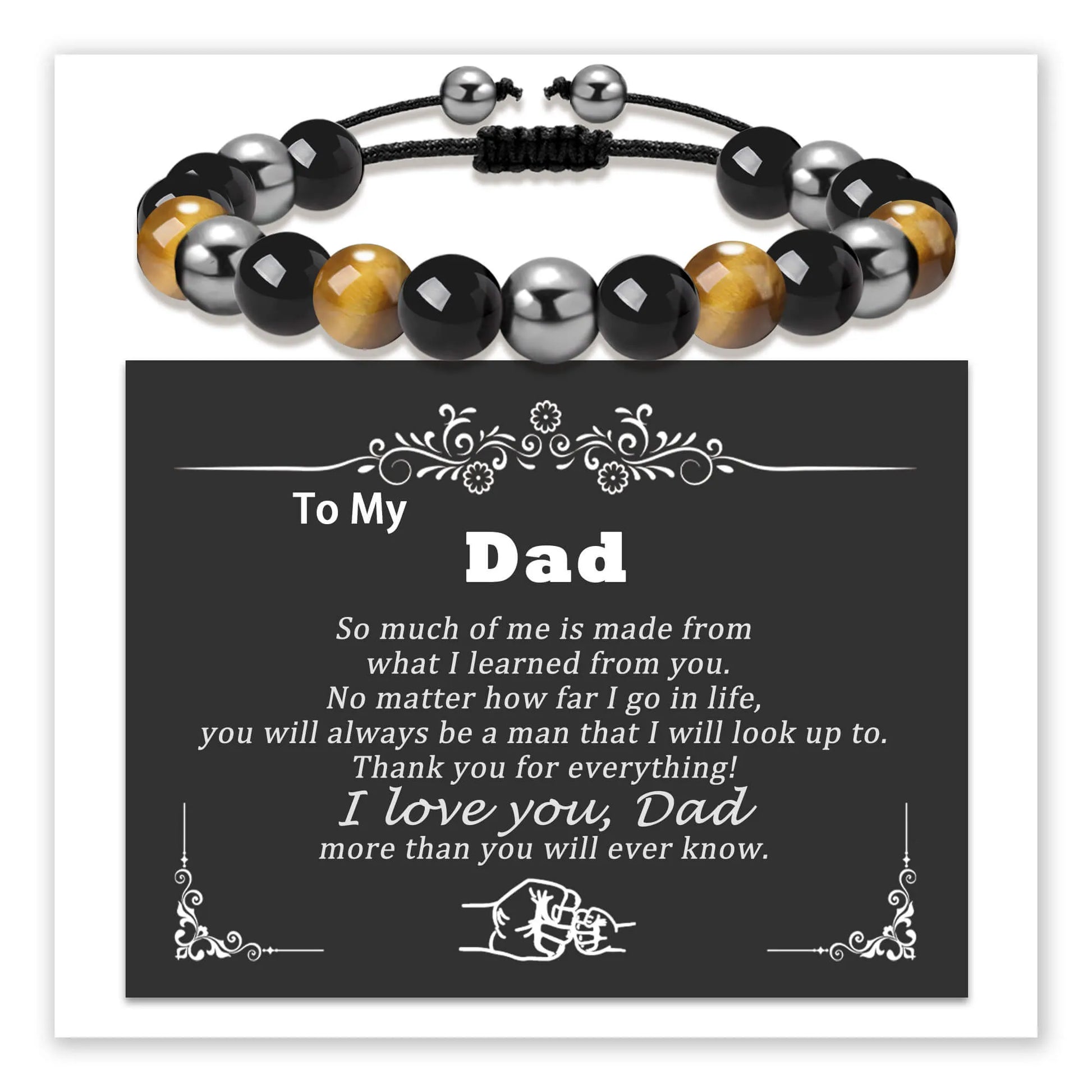 Strength & Love Stone Bracelet with message card for Dad