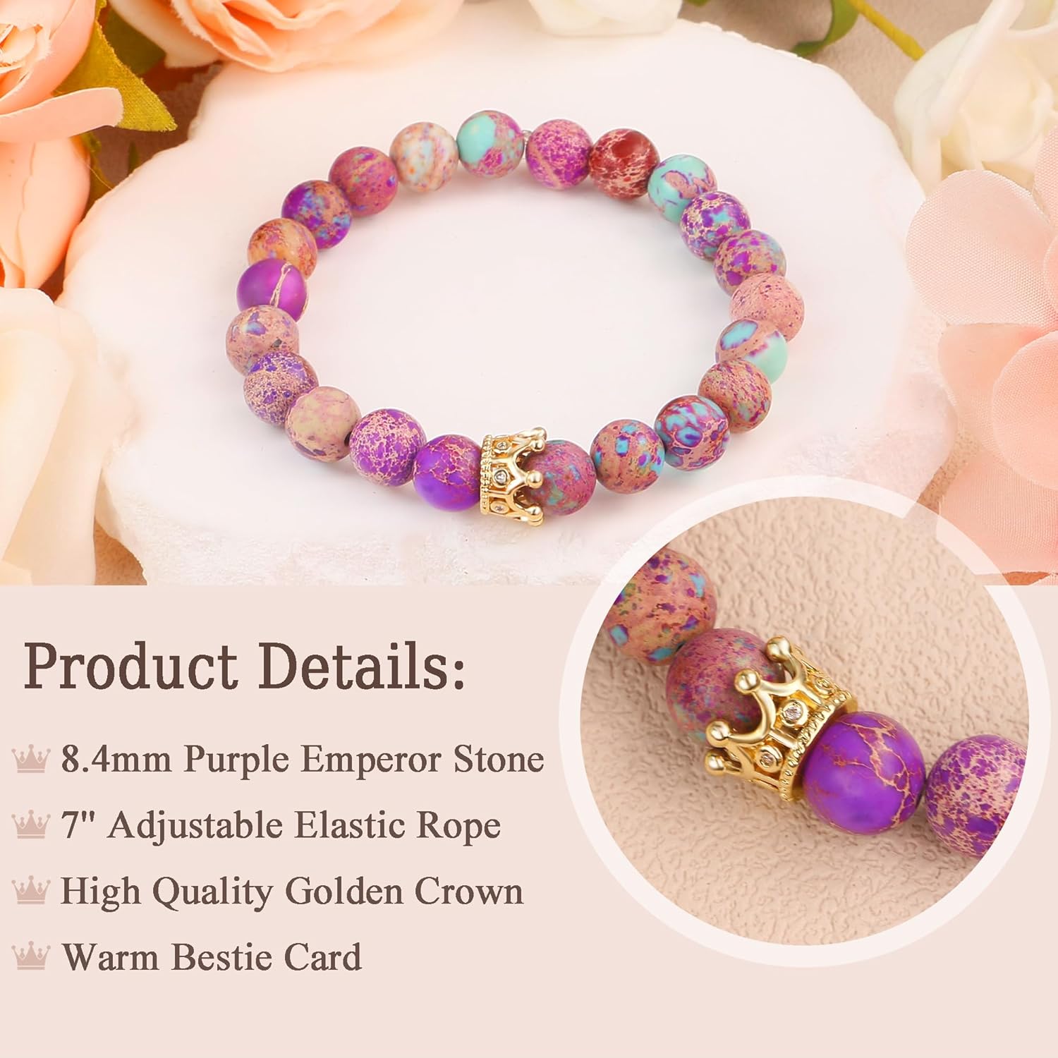 Sereney Best Friend Birthday Gifts for Women as Bestie Gift for Best Friend, Golden Crown Bestie Birthday Gifts for Her as Bestie Bracelet Friendship Gifts Best Friend Bracelets
