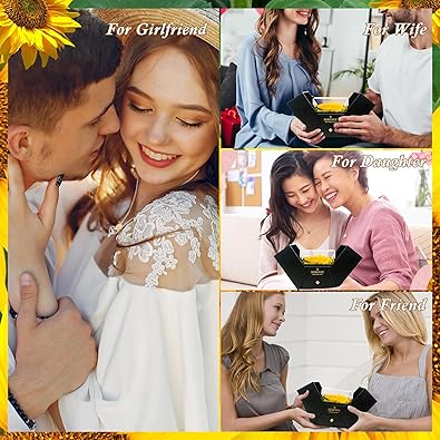 Sereney Preserved Sunflower Gifts for Women, You are My Sunshine Necklace as Flower Jewelry Birthday Gifts for Mom, Silver Necklace Yellow Decor Accessories for Wife Daughter Girlfriend