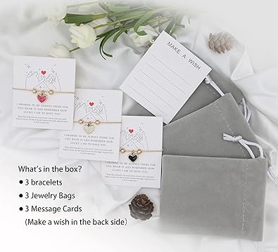 3 Best Friend Heart Bracelets