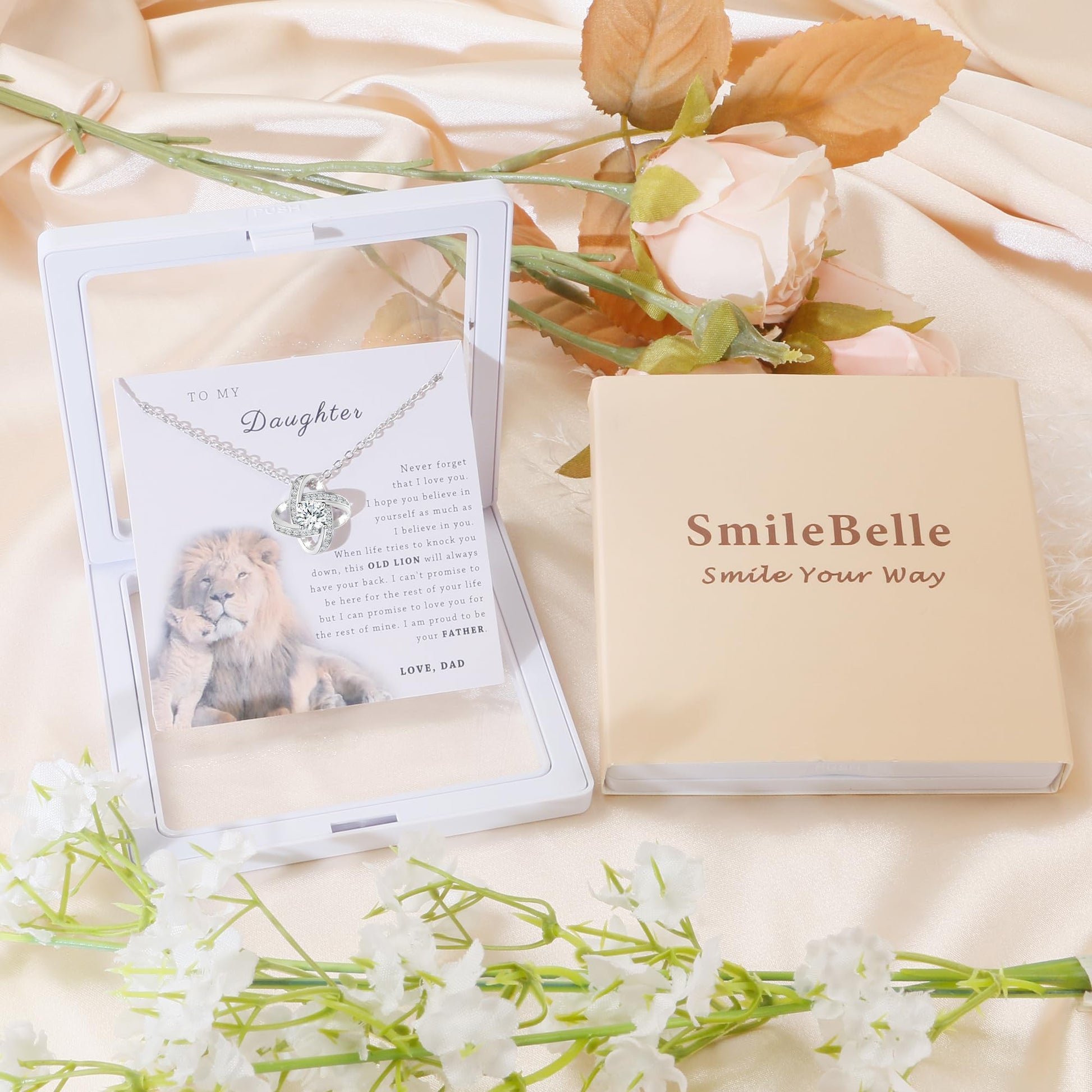 Collar SmileBelle para hija como regalo de papá, collar de padre e hija como regalo de cumpleaños para hija, collar para mi hija como regalo del Día de los Caídos para hija
