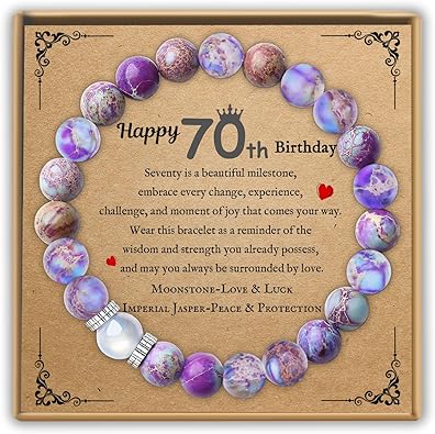 Sereney Birthday Gifts for Women, Beaded Bracelets as 30 60 70 Year Old Birthday Gift, Adjustable Stone Stretch Bracelet as Happy Birthday Gifts for Daughter Mom Grandma Sister Wife Girlfriend