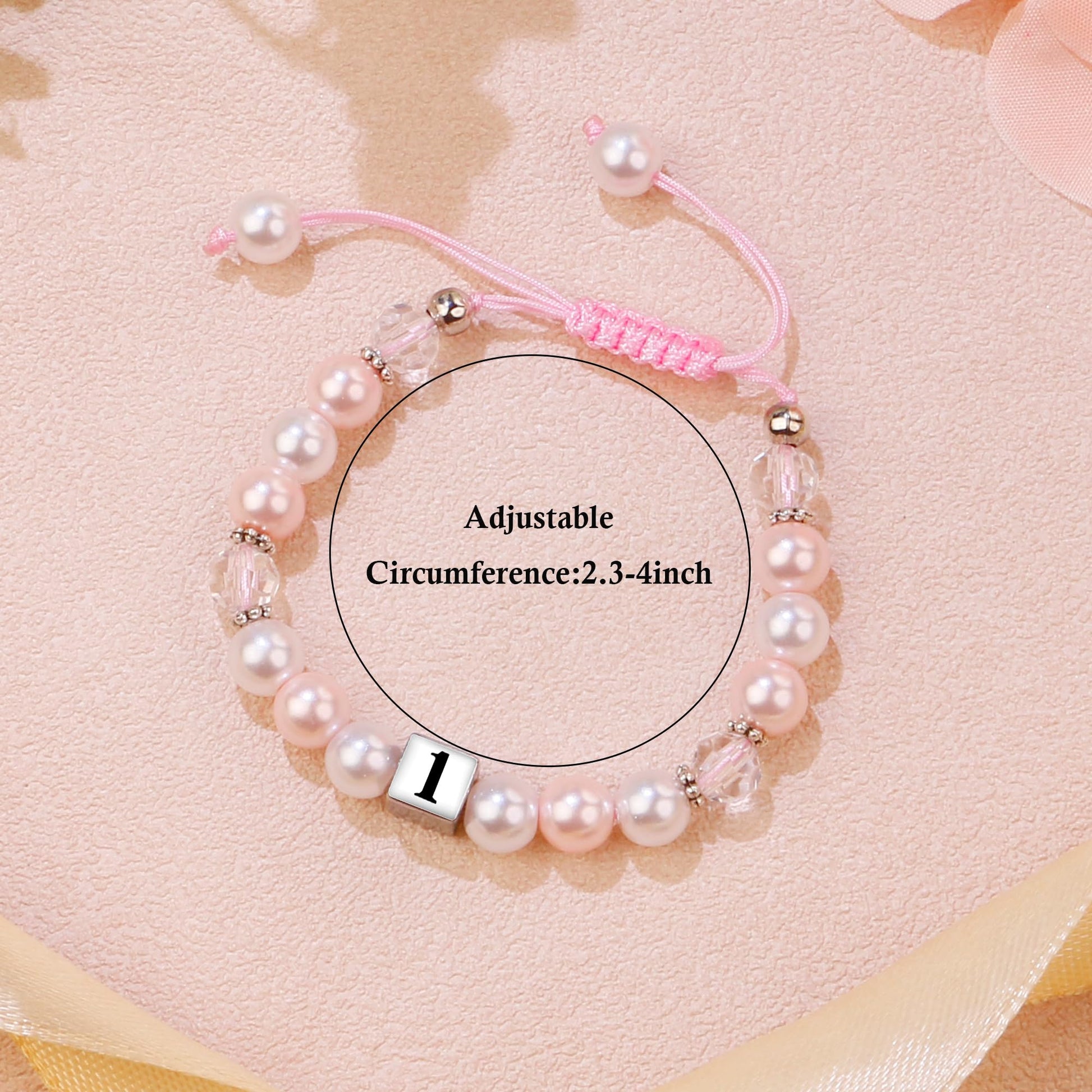 Regalo de cumpleaños para niña de 1 año de Sereney, pulsera de cumpleaños ajustable con perla blanca y rosa como regalo de cumpleaños para niña de un año, ideas de regalos para el primer cumpleaños de niña para hija, sobrina, nieta y niñas