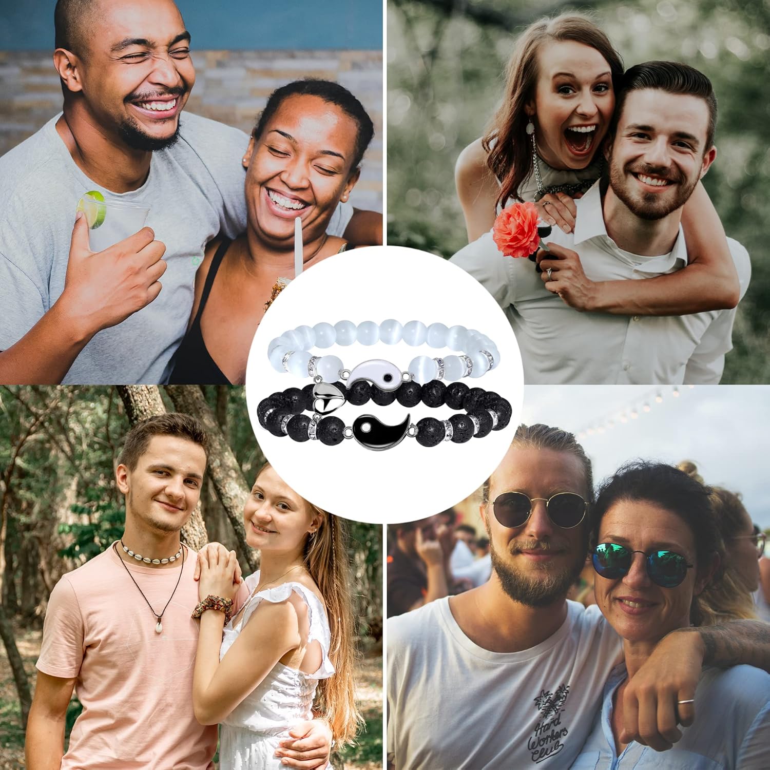 Magnetic Bracelets for Couples Gift Matching Couple Bracelets for Boyfriend Girlfriend Jewelry as Anniversary Birth Gifts for her, His and Hers Yin Yang Long Distance Relationship Bracelet