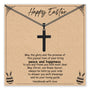 Black stainless steel cross necklace with chain and Easter greeting