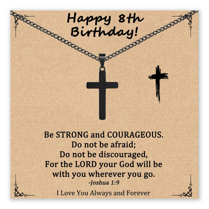 Birthday card with cross necklace for 8th birthday
