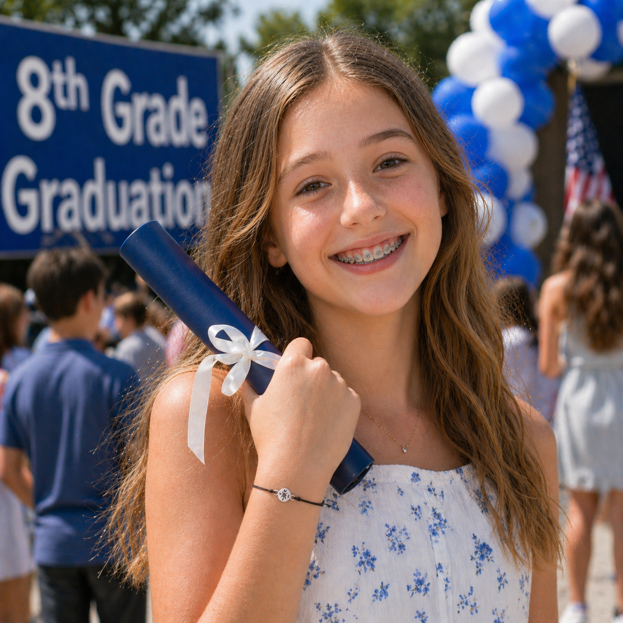 Compass Graduation Bracelet - Milestone Gift with Graduation Cap Box