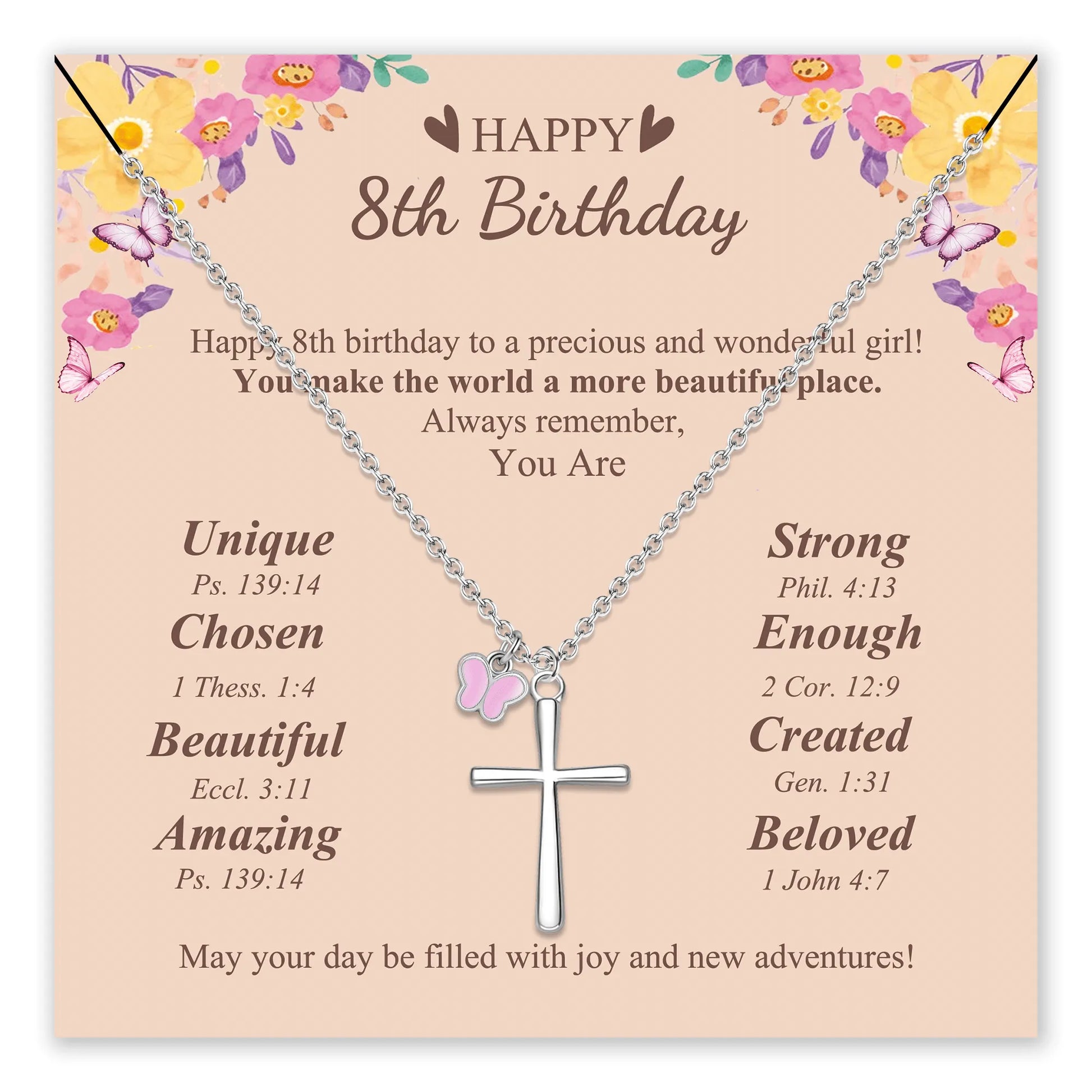 Beloved Cross Birthday Necklace for Girls