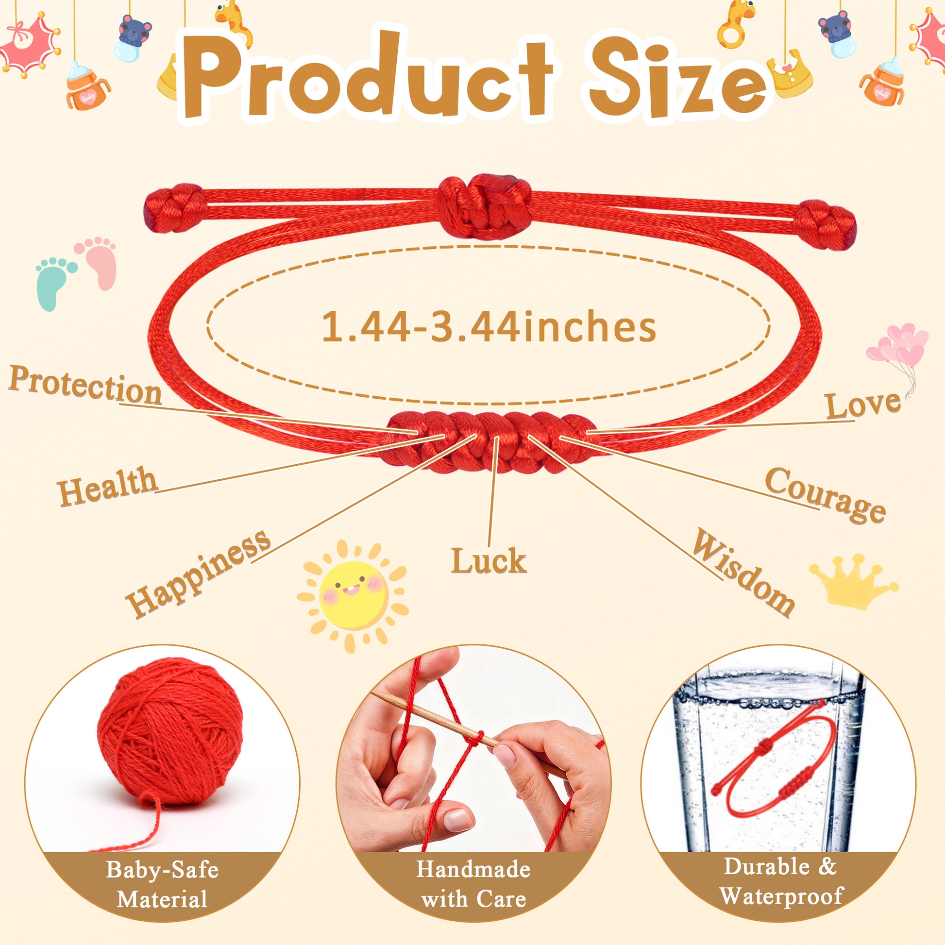7 Knot Red String Bracelet