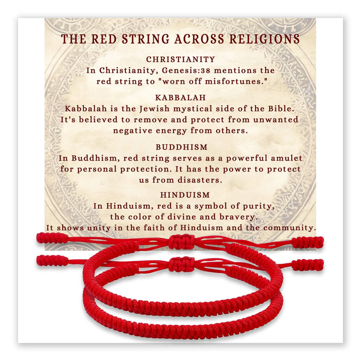 Pinky Promise card with two red and black bracelets