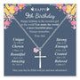 9th birthday card with cross necklace and floral design