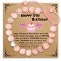 Pink zebra jasper bracelet with heart pendant for 9th birthday