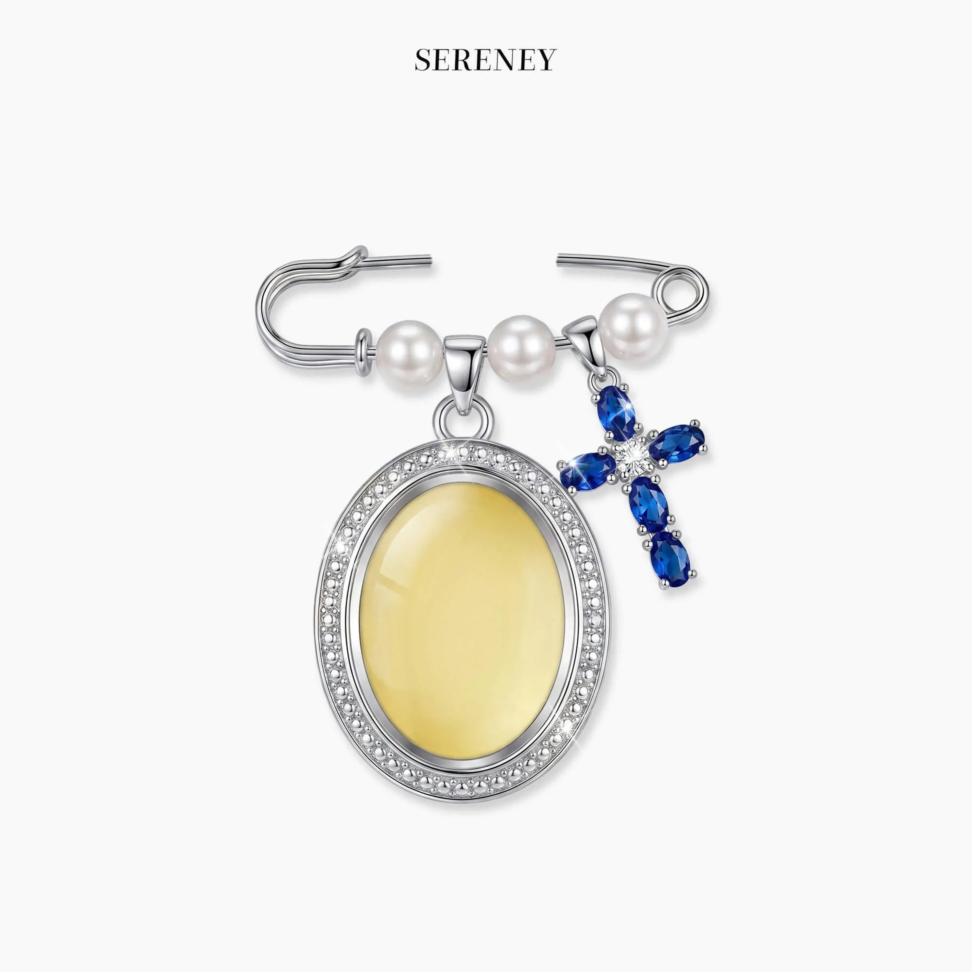 Sapphire Blue Cross Memorial Bouquet Charm