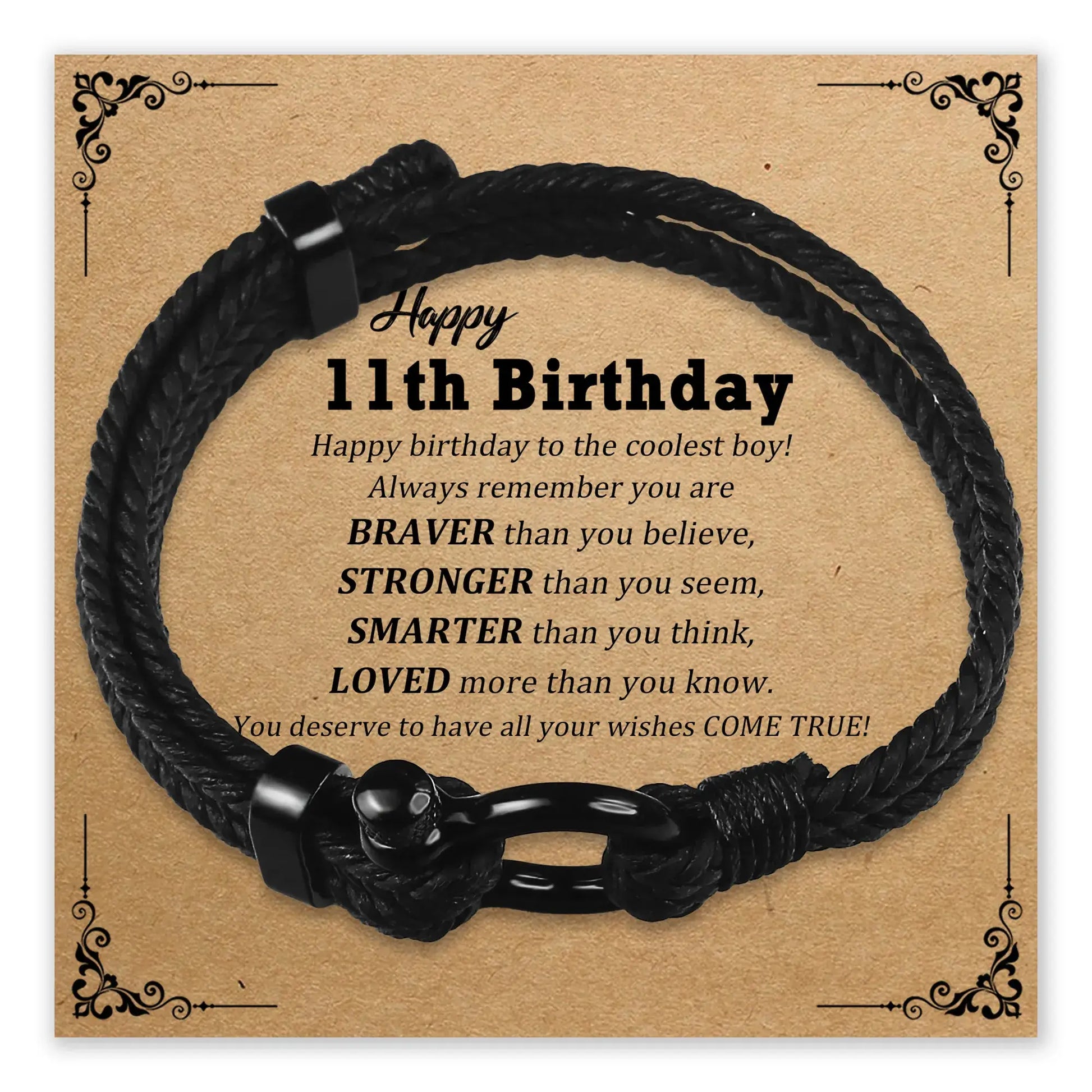 Braver Stronger Birthday Bracelet with message card for 11th birthday