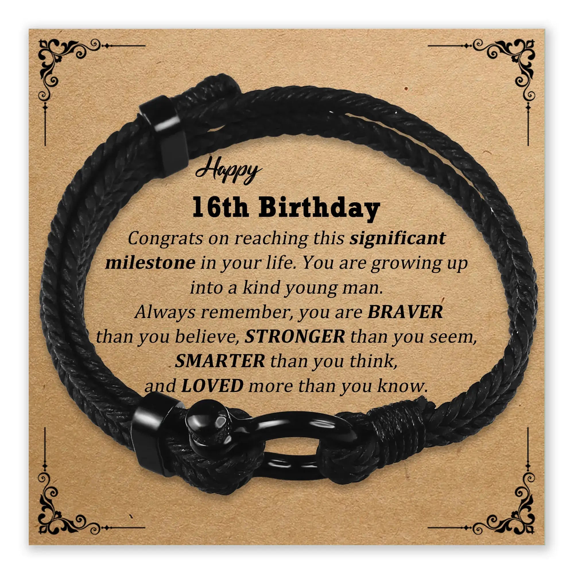 Braver Stronger Birthday Bracelet with message card for 16th birthday