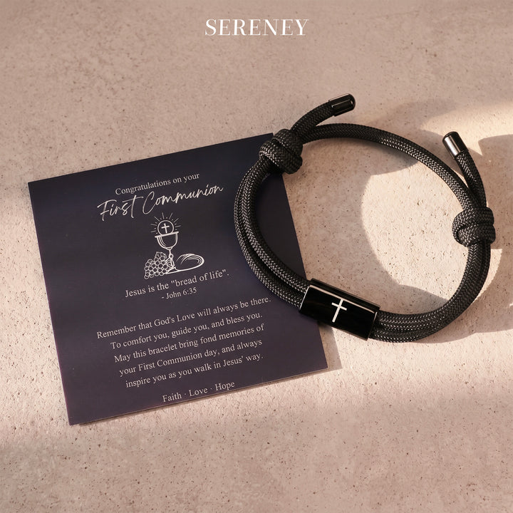 Sacrament Cross Bracelet with message card for First Communion