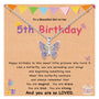 Silver-tone butterfly wish necklace with pink and blue gemstone wings on chain