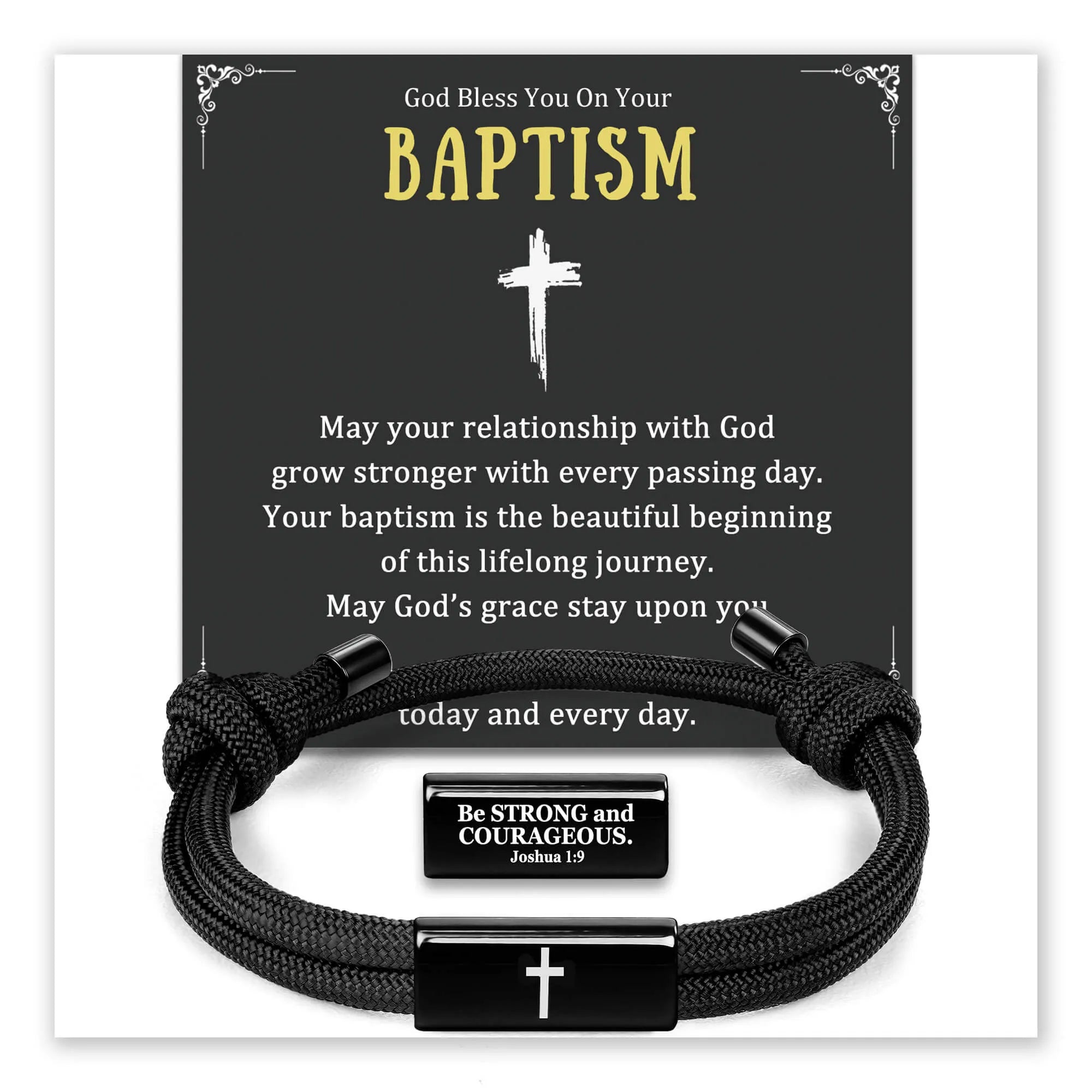 Faith Cross Bracelet with Baptism message card