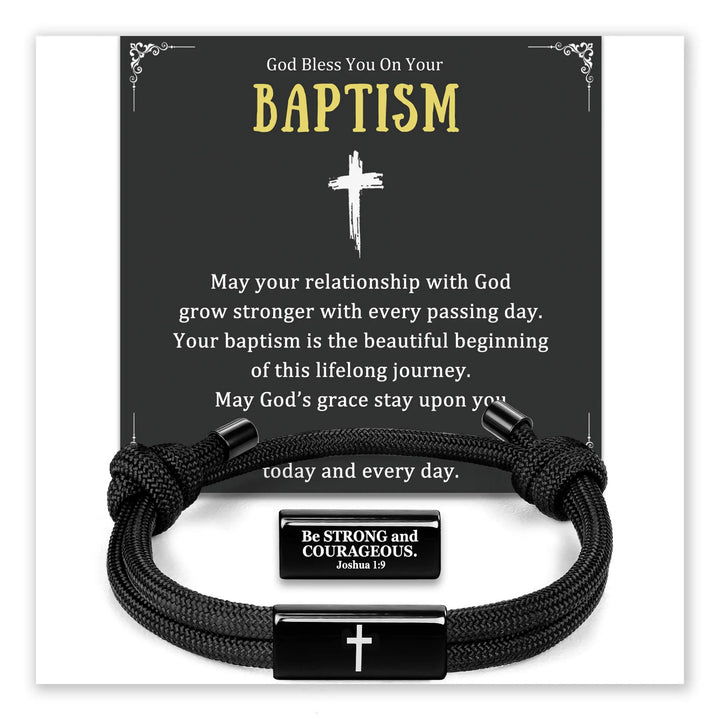 Faith Cross Bracelet with Baptism message card