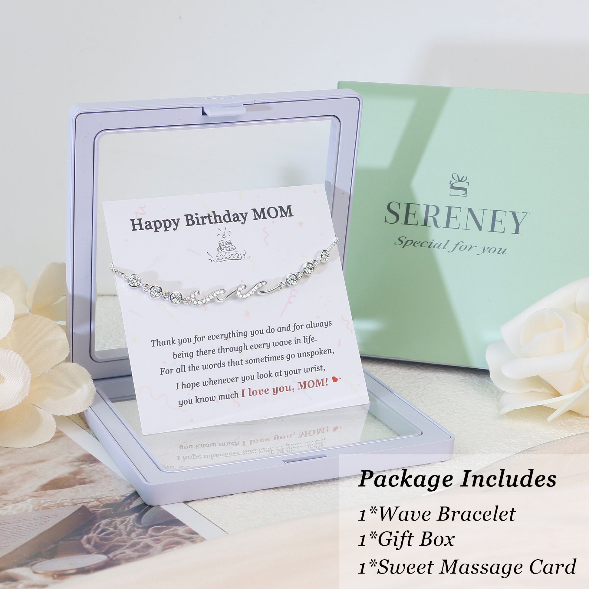 Bracelet in a gift box with a message card