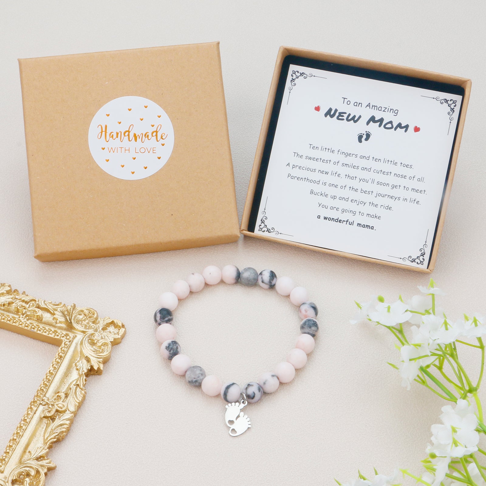 Pink Zebra New Mom Bracelet