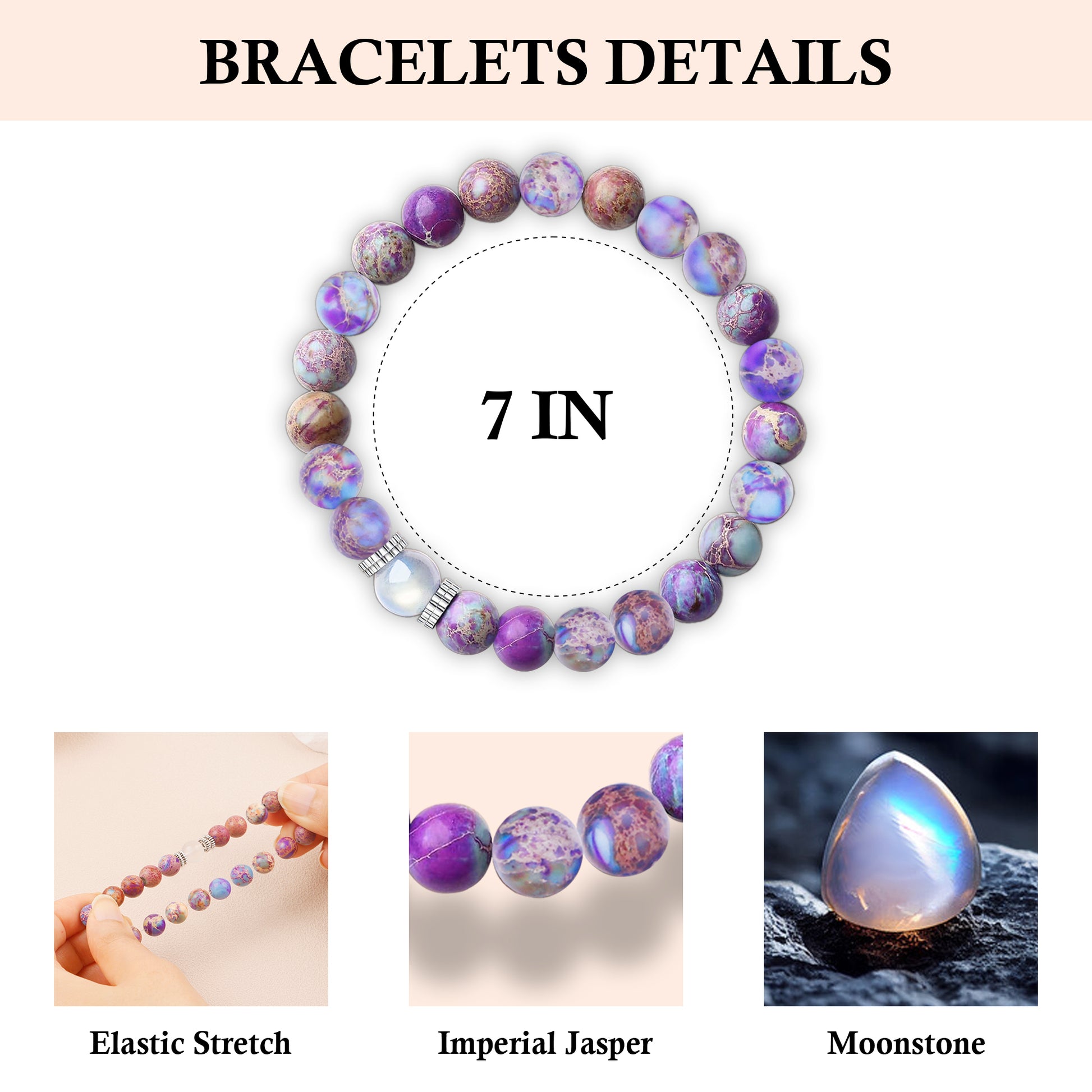 Sereney Birthday Gifts for Women, Beaded Bracelets as 30 60 70 Year Old Birthday Gift, Adjustable Stone Stretch Bracelet as Happy Birthday Gifts for Daughter Mom Grandma Sister Wife Girlfriend
